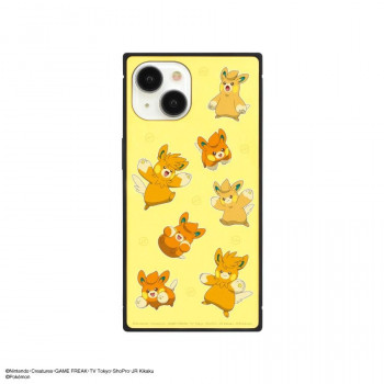 ポケットモンスター iPhone13～15対応スクエアガラスケース オレンジ POKE-894D