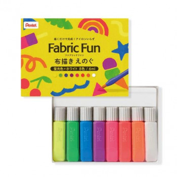 ぺんてる　FFPC布描きえのぐ蛍光8色J  FFPC1-F8J  1個入