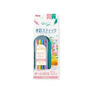 ぺんてる　水彩スティック12色　スイートミックス  GSS1-12SW  1個入