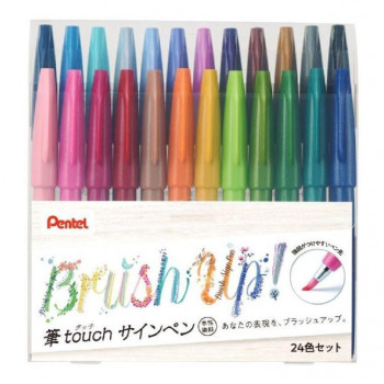 ぺんてる　筆タッチサインペン　24色セット  SES15C-24ST  1個入