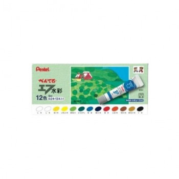 ぺんてる　エフ水彩　ラミチューブ　12色　白2本入  WFRL-12  1個入