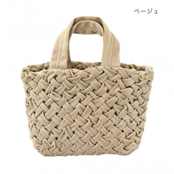 スモッキングベルベットバッグ ベージュ 14223650167