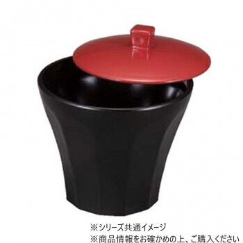 （食洗機対応）2.8寸荒彫小町カップ　蓋朱/親総黒　セット　30045320