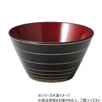 クイーン鉢　黒金ライン(内朱)　70010350