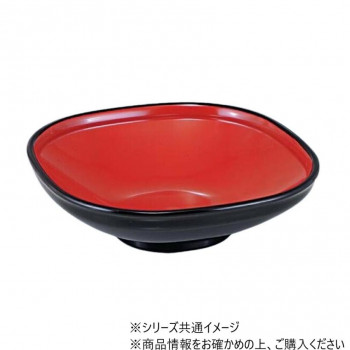 7.5寸角ふるさと鉢　黒(内朱)　45023320