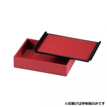 6.5寸長角珍味箱 朱 55001710
