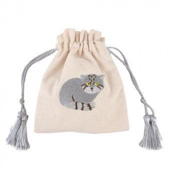 アニマル刺繍巾着ポーチ2 07/マヌルネコ F238110-07