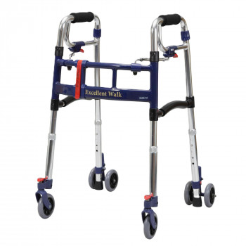ユーバ産業　スライドフィットEX歩行器(ミニタイプ)　前後輪4インチ　M-0294WT