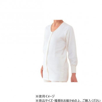 神戸生絲 婦人キルト前開き長袖(マジック付) L BM2 オフホワイト