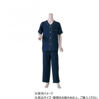 神戸生絲 紳士楽らくガーゼパジャマ上下(半袖) L No.800  ネイビー