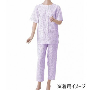 神戸生絲 婦人楽らくガーゼパジャマ上下(半袖) L No.900  パープル