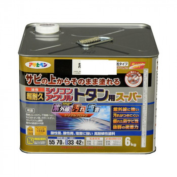 アサヒペン　屋根用塗料　油性超耐久シリコンアクリルトタン用　6kg　黒
