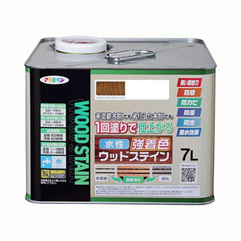 アサヒペン　木部塗料　水性強着色ウッドステイン　7L　ウォルナット　防カビ　防虫　防藻　撥水