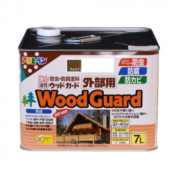 アサヒペン　木部塗料　油性ウッドガード外部用　7L　ウォルナット　11　ツヤ消し　防カビ　防虫防腐