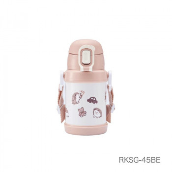 ReachWil魔法瓶　くるくるハリネズミ　ストローキッズボトル450ml　ベージュ　RKSG-45BE