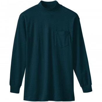 桑和 50108 長袖ハイネックTシャツ(胸ポケット付き) Mサイズ ネイビー(1) SOWA