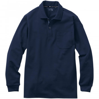 桑和 7325-50 長袖ポロシャツ(胸ポケット付き) Mサイズ ネイビー(1) G.G.