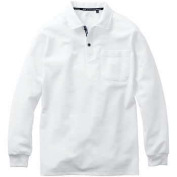 桑和 7325-50 長袖ポロシャツ(胸ポケット付き) Sサイズ ホワイト(0) G.G.