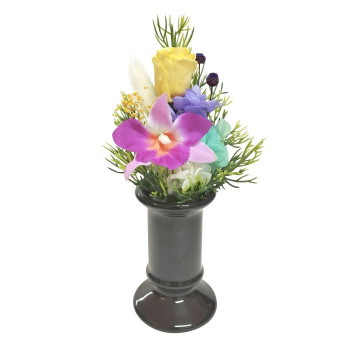 お供え用　ミニ仏花　プリザーブドフラワー　花器付き　陽葵(ひまり)　イエロー　C34930