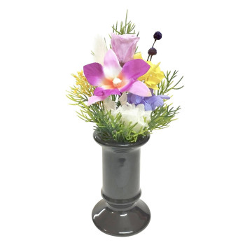 お供え用　ミニ仏花　プリザーブドフラワー　花器付き　陽葵(ひまり)　パープル　C34960