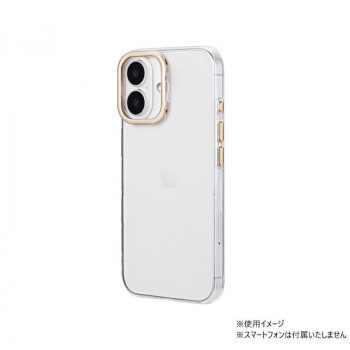 iPhone16　mycam Standカメラ保護スタンド 耐衝撃ケース　シャンパンゴールド　LN-IM24MCSGD