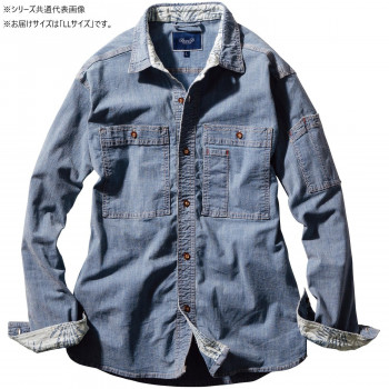 桑和 1472-05 長袖シャツ LLサイズ ライトインディゴ(556) Dandy Dad