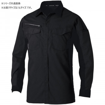 桑和 3478-02 長袖シャツ 5Lサイズ ブラック(4)