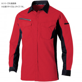 桑和 3478-02 長袖シャツ Lサイズ レッド(43)