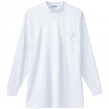 桑和 50128 長袖ローネックTシャツ(胸ポケット付き) Lサイズ ホワイト(0) SOWA