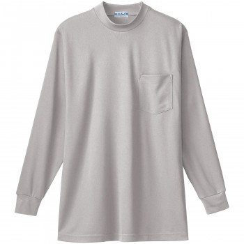 桑和 50128 長袖ローネックTシャツ(胸ポケット付き) Lサイズ シルバーグレー(22) SOWA