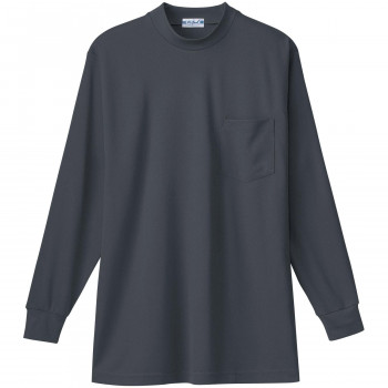 桑和 50128 長袖ローネックTシャツ(胸ポケット付き) Lサイズ チャコールグレー(23) SOWA