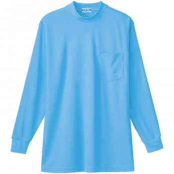 桑和 50128 長袖ローネックTシャツ(胸ポケット付き) Mサイズ サックス(209) SOWA