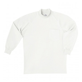 桑和 0058 長袖ハイネックTシャツ(胸ポケット付き) Mサイズ ホワイト(0)