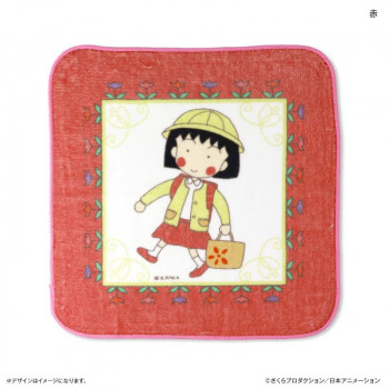 ちびまる子ちゃん　ハンドタオル　ちびまる子ちゃん　赤　23cm×23cm