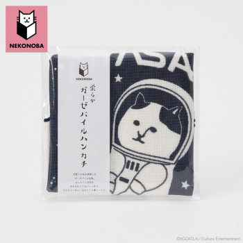 NEKONOBA　柔らかガーゼパイルハンカチ SPACE NYASA　25×25cm