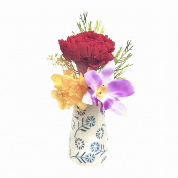 お供え用　ミニ仏花　プリザーブドフラワー　花器付き　想花(そうか)　レッド　C34810KN