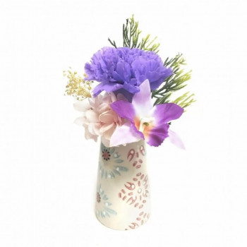 お供え用　ミニ仏花　プリザーブドフラワー　花器付き　想花(そうか)　パープル　C34860KN