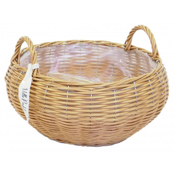 村田屋産業 PPラタンバスケット 丸平型 L Natural 3200