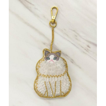 東京かんかん ザリ刺繍キーホルダー キャット ファーリー M21-2018