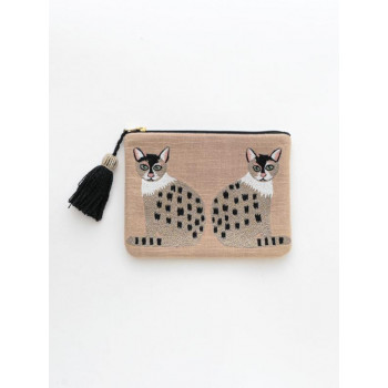 東京かんかん ツインキャット刺繍ポーチ M26-1957BE