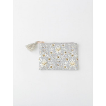 東京かんかん ビーズ刺繍ポーチS シルバー M42-2228SV