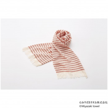 みやざきタオル 今治マフラー シマ レギュラー 160cm×34cm No.1 レッド