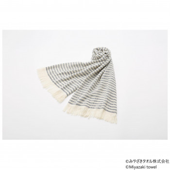 みやざきタオル 今治ショール シマ 180cm×70cm No.5 ブルー