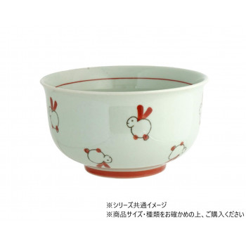 ウサギ　深型丼 レッド 707297