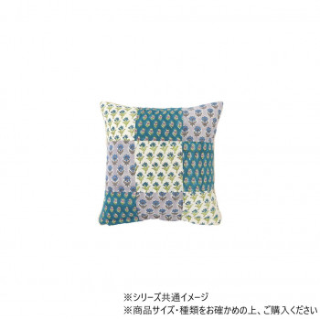 クッションカバー ブロックプリントパッチ ブルー 11724883348