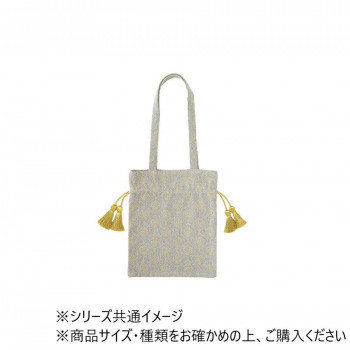 巾着バッグ ジャガード モザイクタイル グレー 15624750466