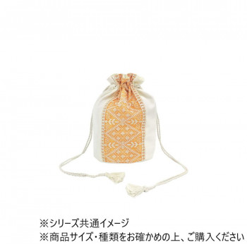 インド刺繍リボン丸底巾着バッグ ベージュ 13124795116