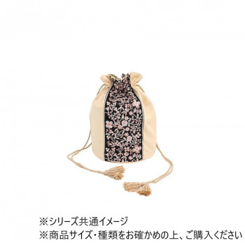 インド刺繍リボン丸底巾着バッグ ミルクティー 13124795117