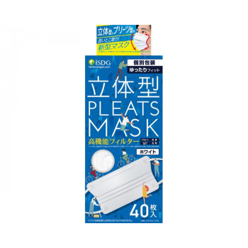 立体型プリーツマスク ゆったりフィット ホワイト 40枚入 500101 M0799