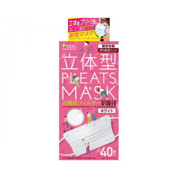 立体型プリーツマスク ぴったりフィット ホワイト 40枚入 500102 M0799